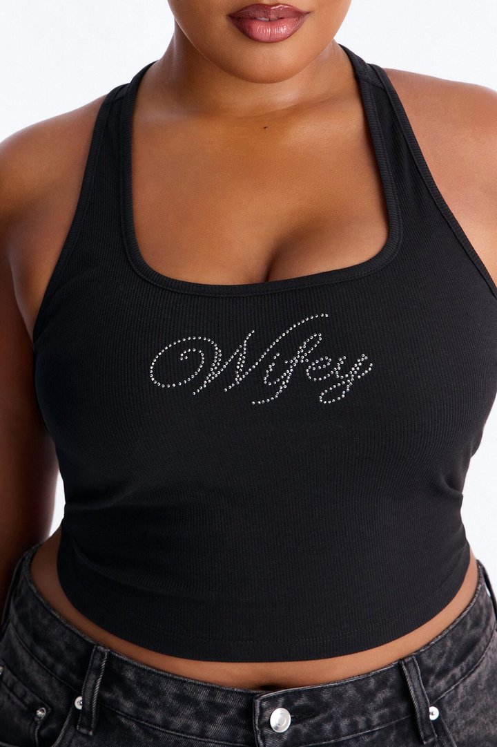 WifeyTo Be Rhinestone Tank Top - Black