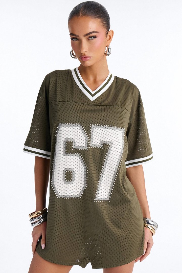 Sport Mode Jersey Mesh Romper - Olive