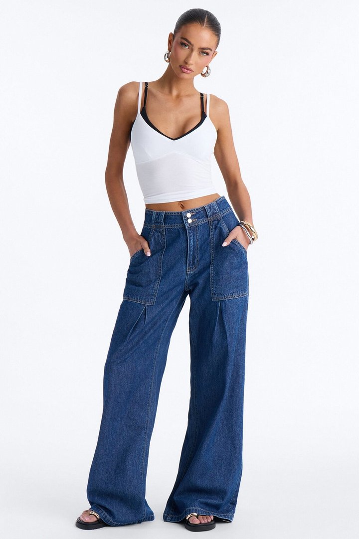 Besson Drapey Loose Fit Jeans - Dark Wash