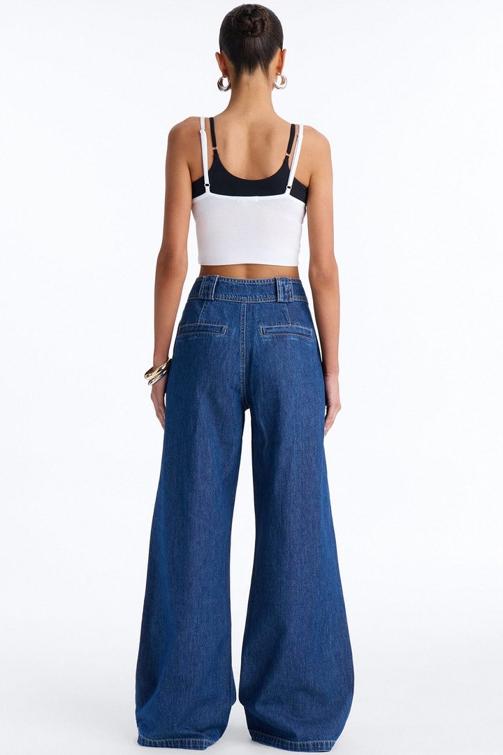 Besson Drapey Loose Fit Jeans - Dark Wash