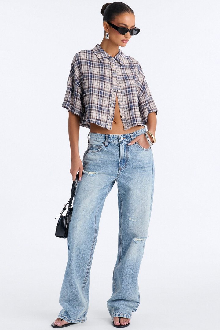 Cozy Girl Plaid Shirt - Blue/combo