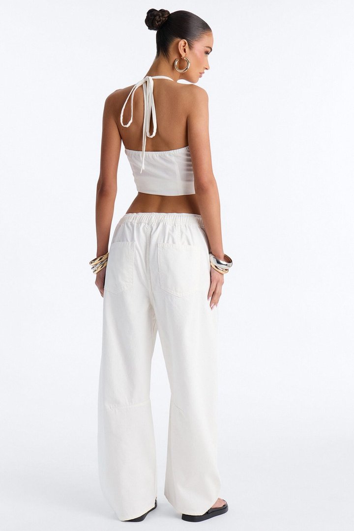 At Sunset Loose Fit TIe Waist Jeans - White