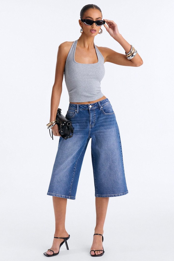 Addy Straight Leg Culotte Jeans - Dark Wash
