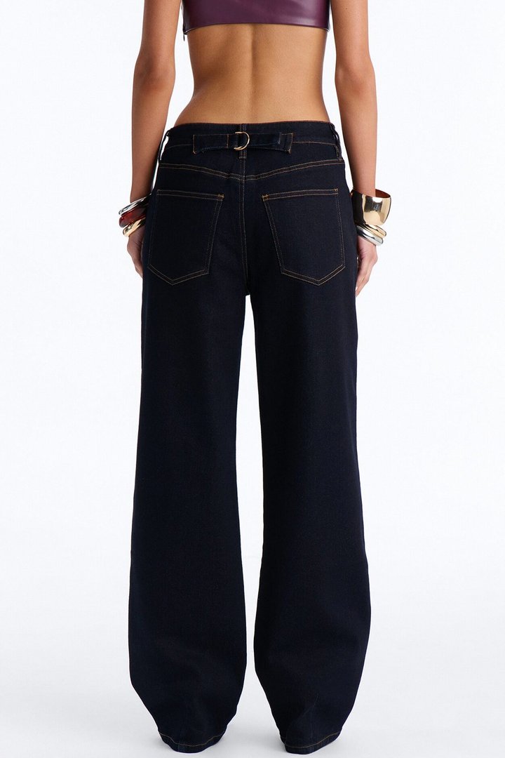 Heirloom Bloom Tapestry Utility Straight Leg Jeans - Dark Denim