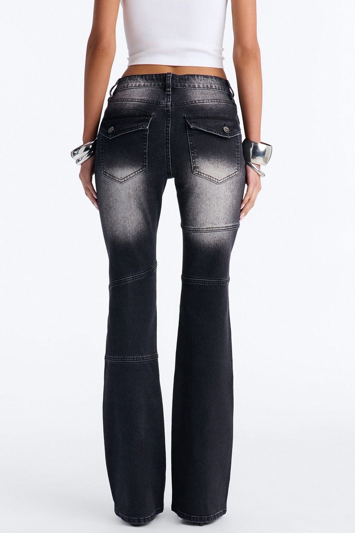 Femme Fatale Low Rise Stretch Bootcut Jeans - Black