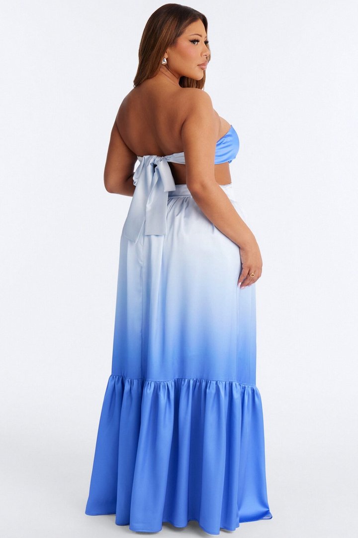 Emerson Ombre Satin Gown - Blue/combo