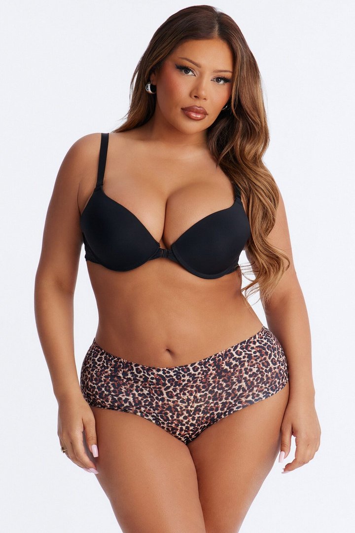 No Show Microfiber Smooth Leopard Brazilian Panty - Leopard