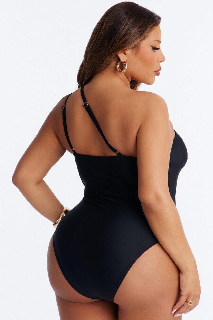 Amira One Shoulder 1 Piece Swimsuit - Black