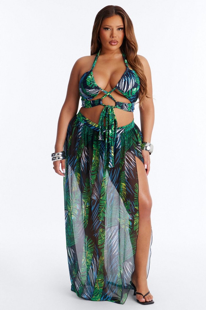 Always Worth It Bikini And Sarong - Green