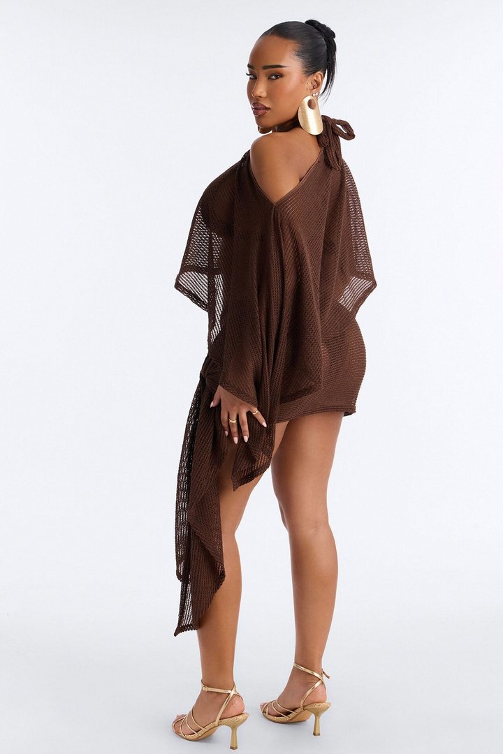 Waiting On You Bikini And Coverup Set - Chocolate