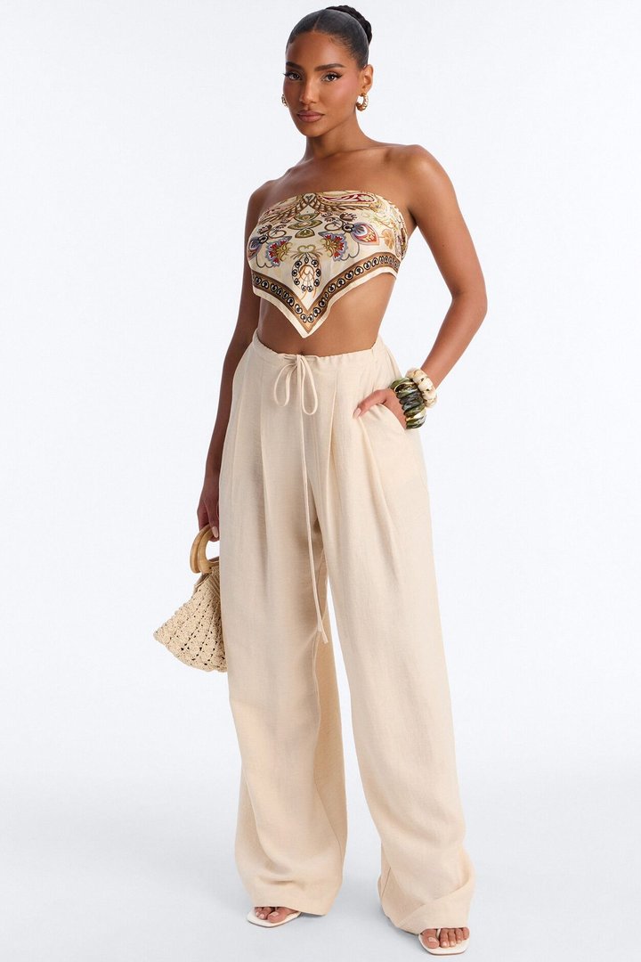Run The City Linen Wide Leg Pants 33″ - Natural