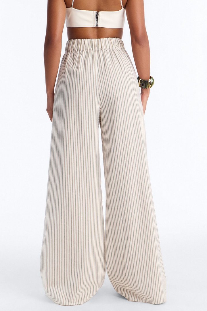 Ella Striped Linen Pant - Natural