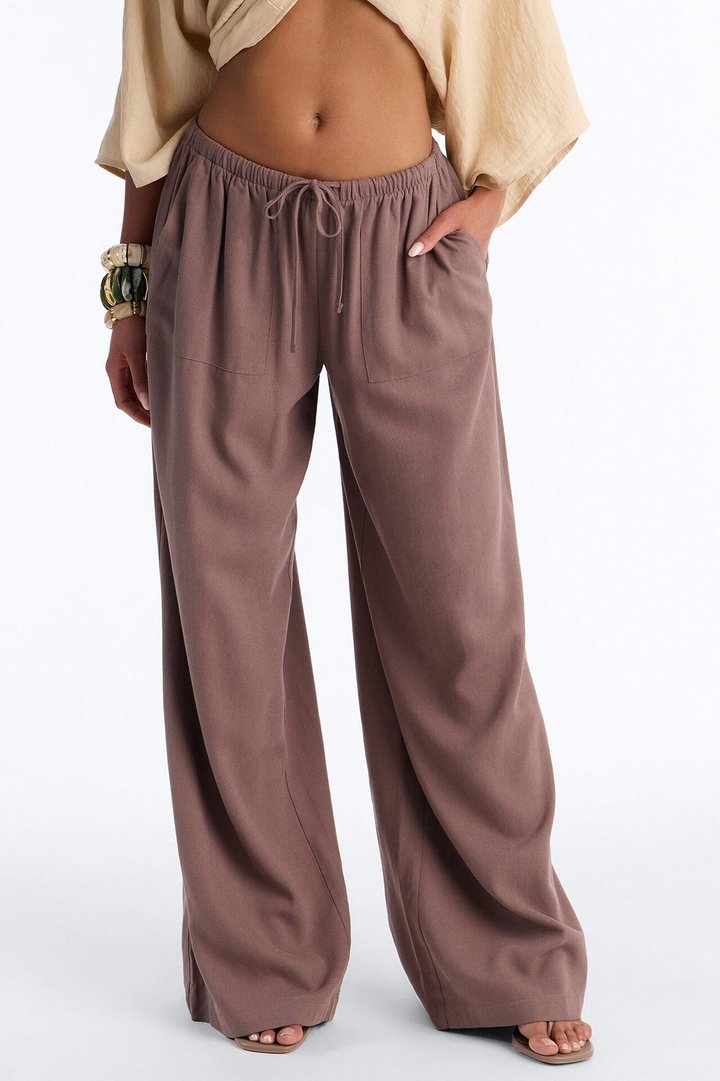 Seaside Soiree Wide Leg Linen Pant - Caffe