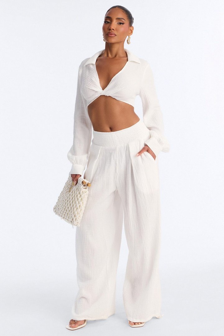 Bianca Gauze Jogger Set - White