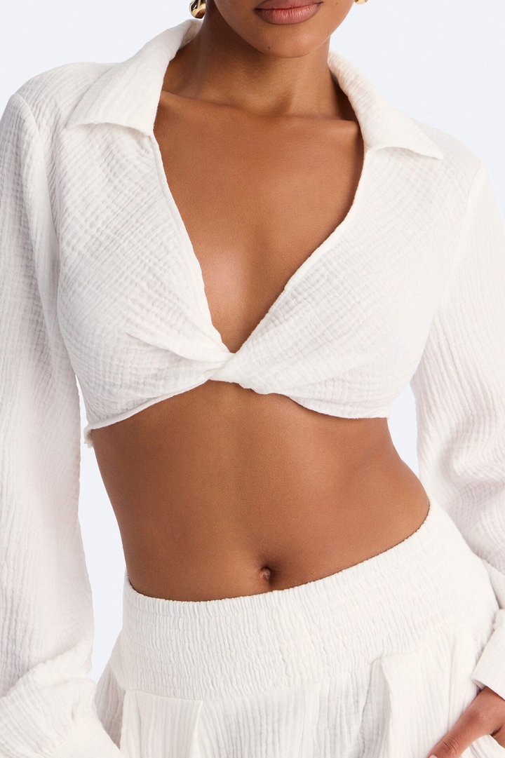 Bianca Gauze Jogger Set - White