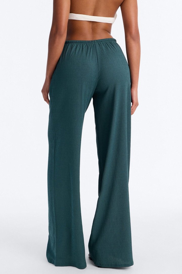 Sadie Low Rise Textured Wide Leg Pant 33″ - Hunter Green
