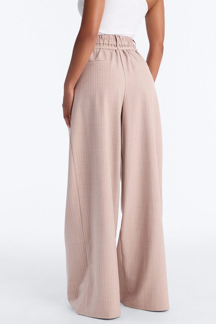 Old Money Feel Pinstripe Belted Trouser Pant 33″ - Mauve