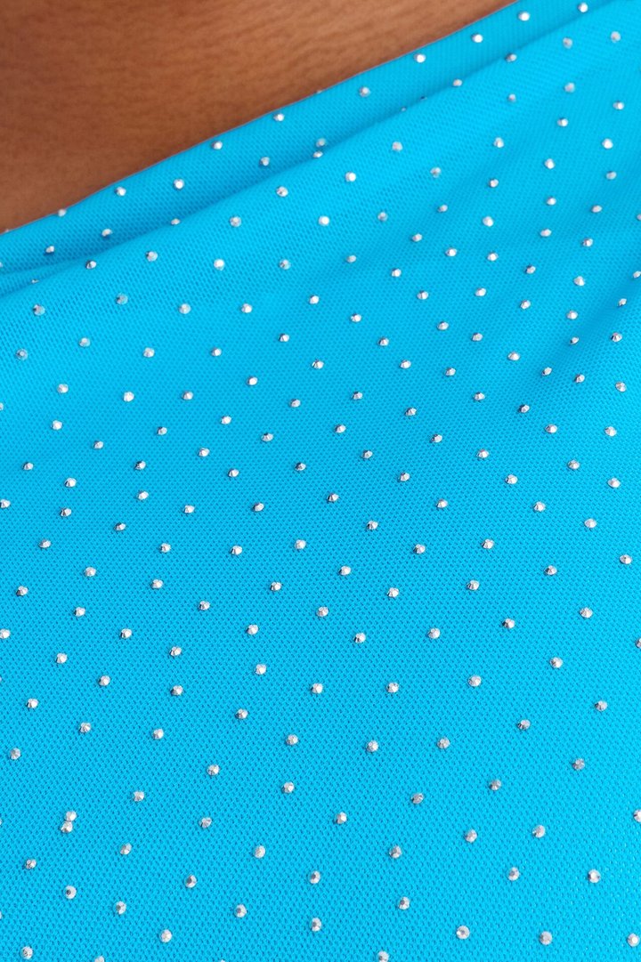 Kinley Embellished Mesh Mini Dress - Aqua