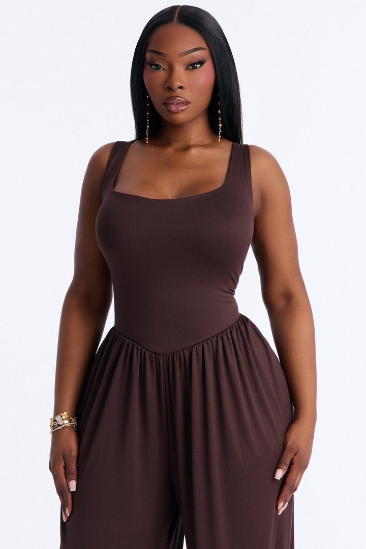 Brenna Balloon Leg Jumpsuit - Chocolate