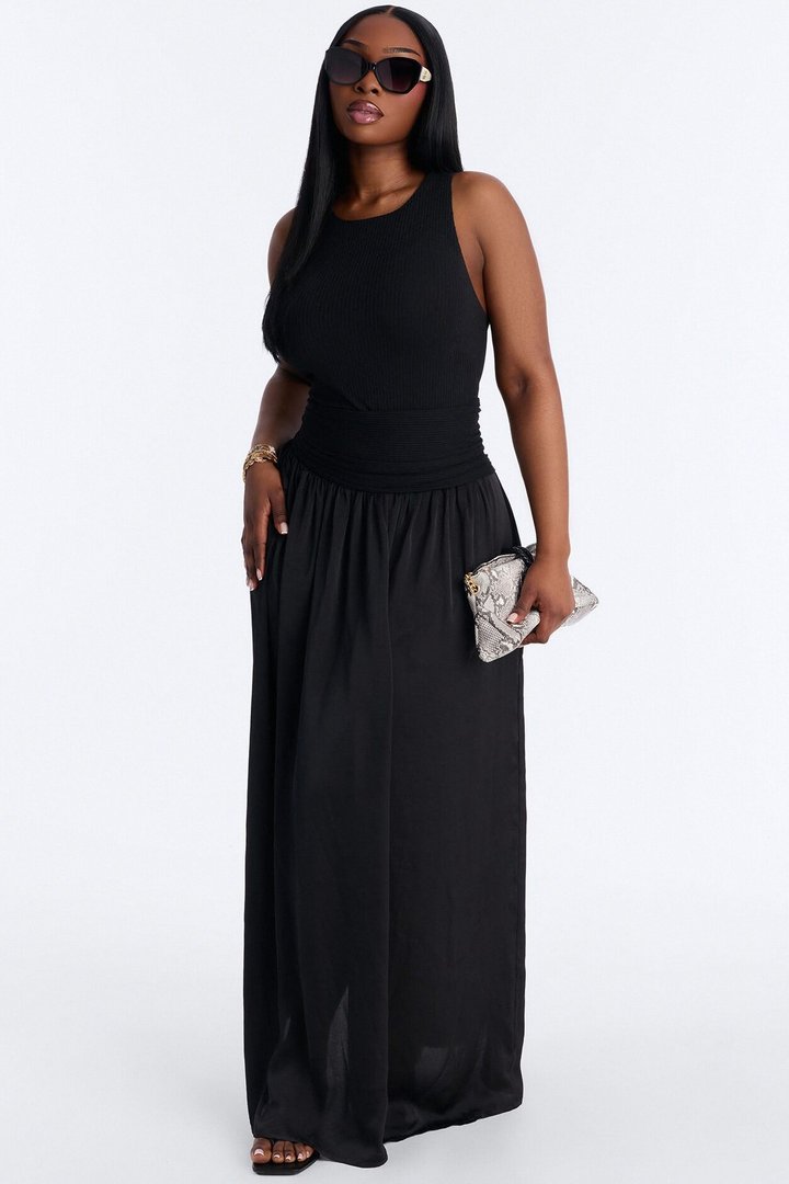 Soho Sleeveless Ribbed Maxi Dress - Black