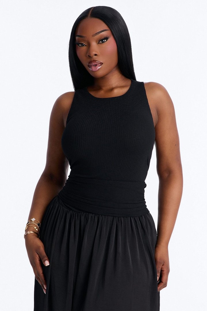 Soho Sleeveless Ribbed Maxi Dress - Black
