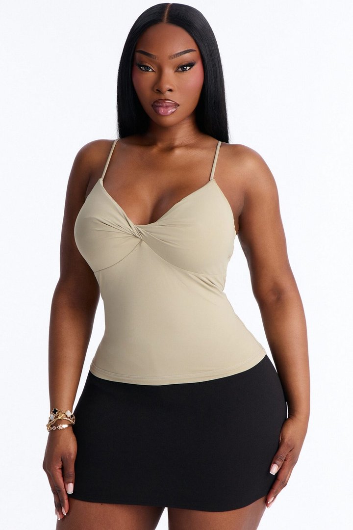 Second Skin Double Lined Twist Cami - Olive