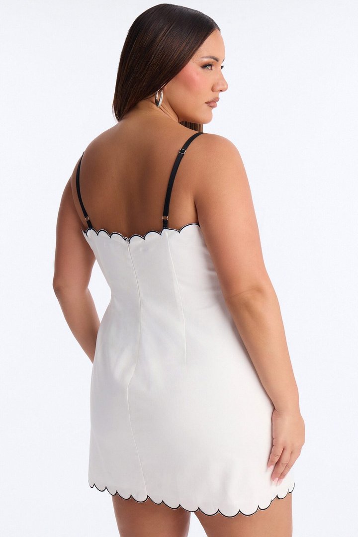 Millie Spaghetti Strap Linen Mini Dress - White/Black