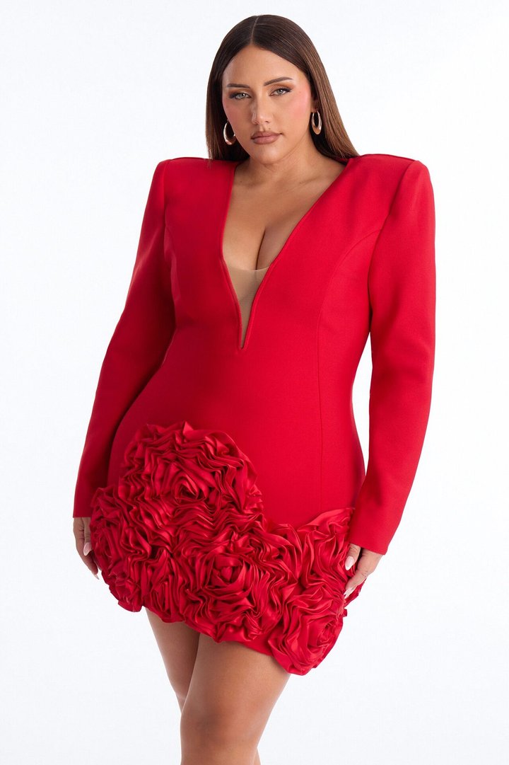 Chantelle Long Sleeve Bandage Mini Dress - Red