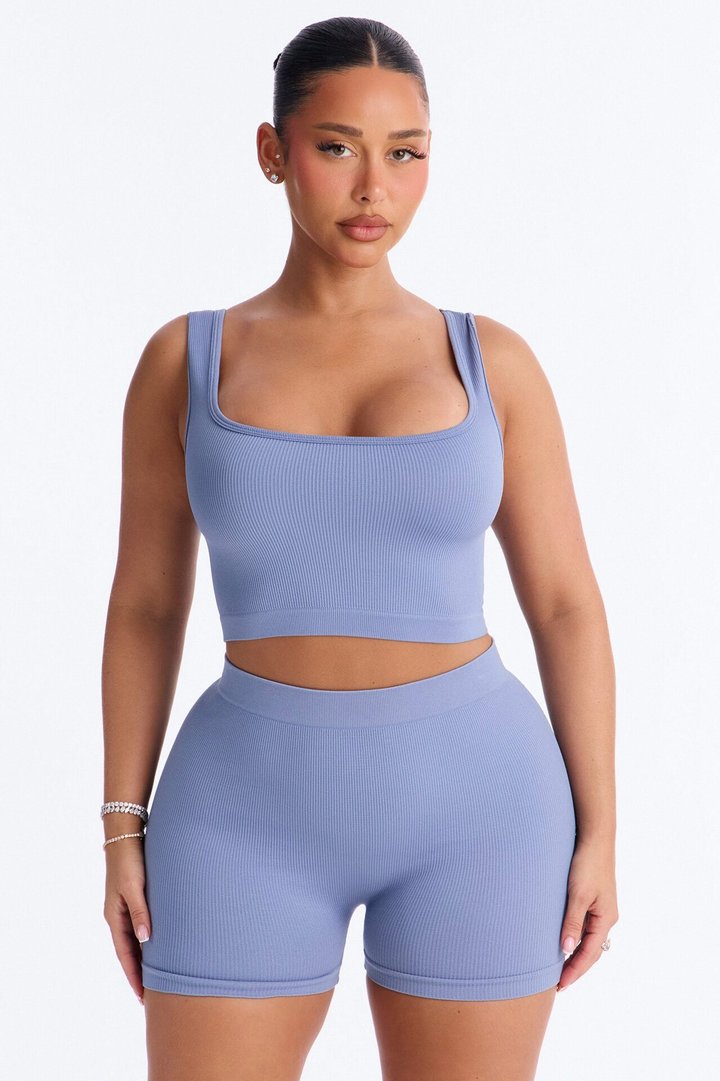 Active Aura Seamless Biker Short Set - Blue