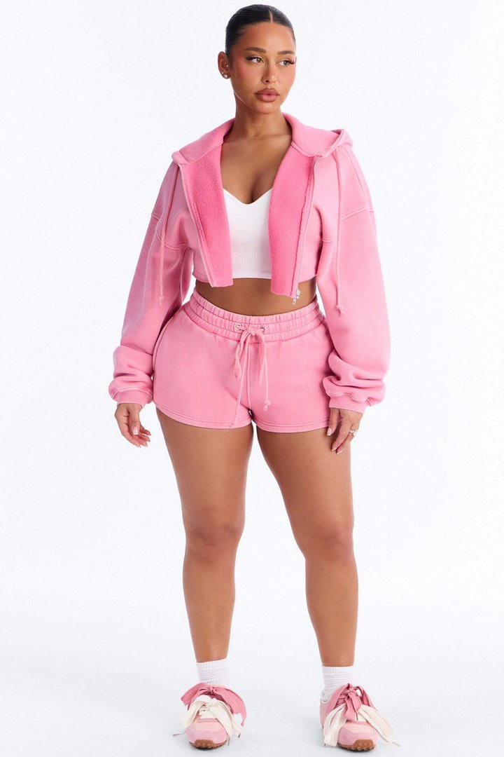 On The Go Washed Short Set - Pink