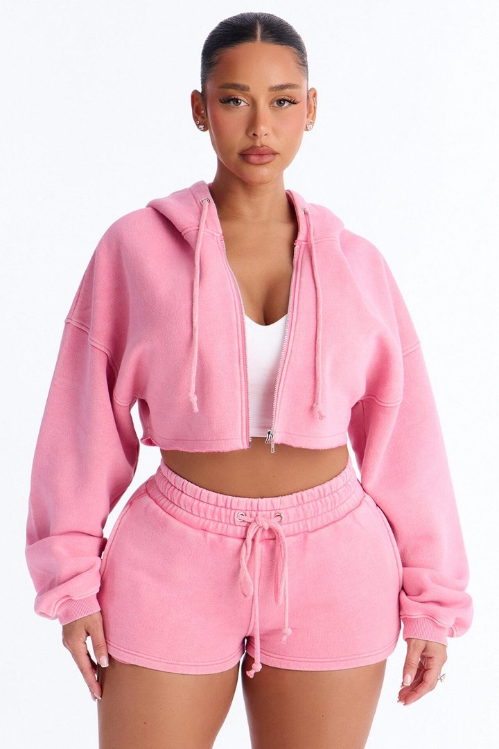 On The Go Washed Short Set - Pink