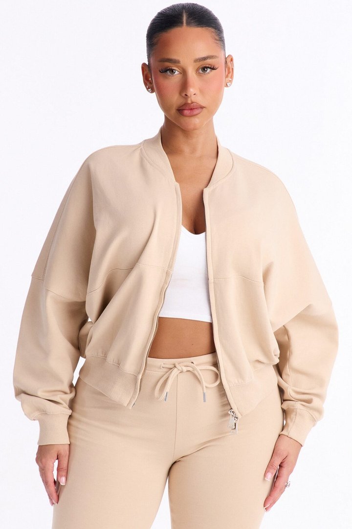 Kelsey Double Zip Flare Leg Pant Set - Stone