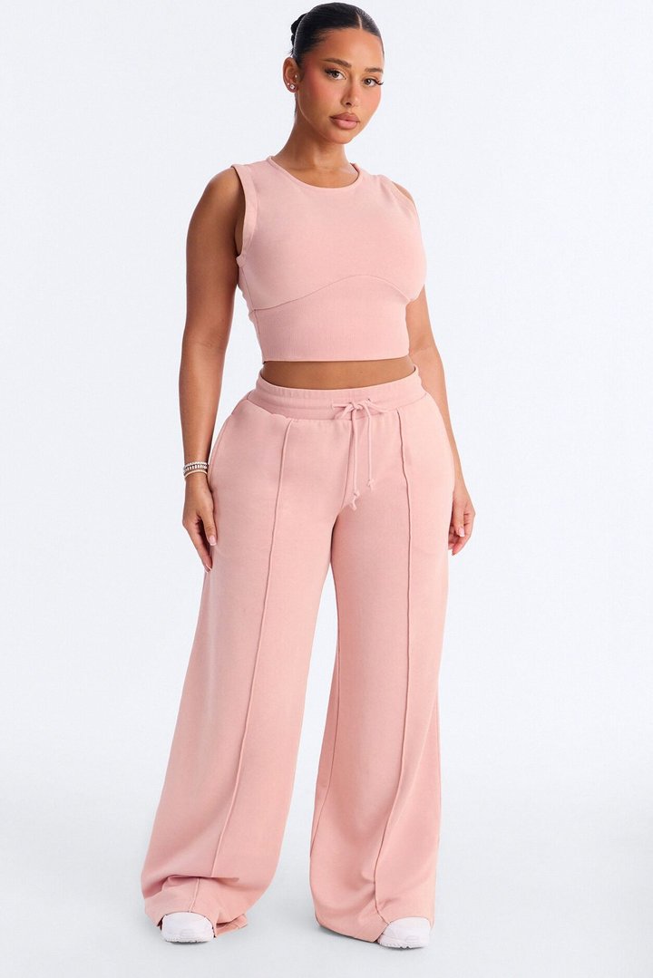 Eased Effort Sleeveless Pant Set - Light Pink