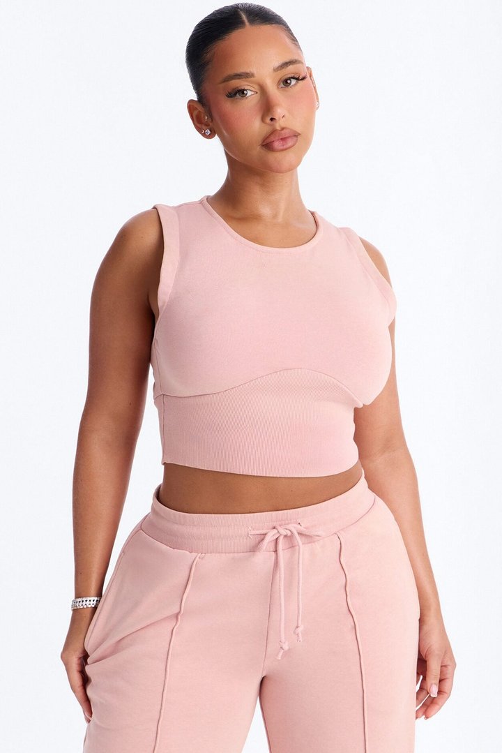 Eased Effort Sleeveless Pant Set - Light Pink