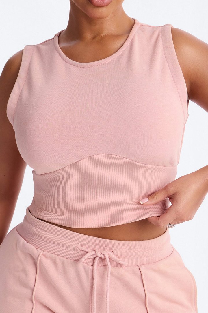 Eased Effort Sleeveless Pant Set - Light Pink