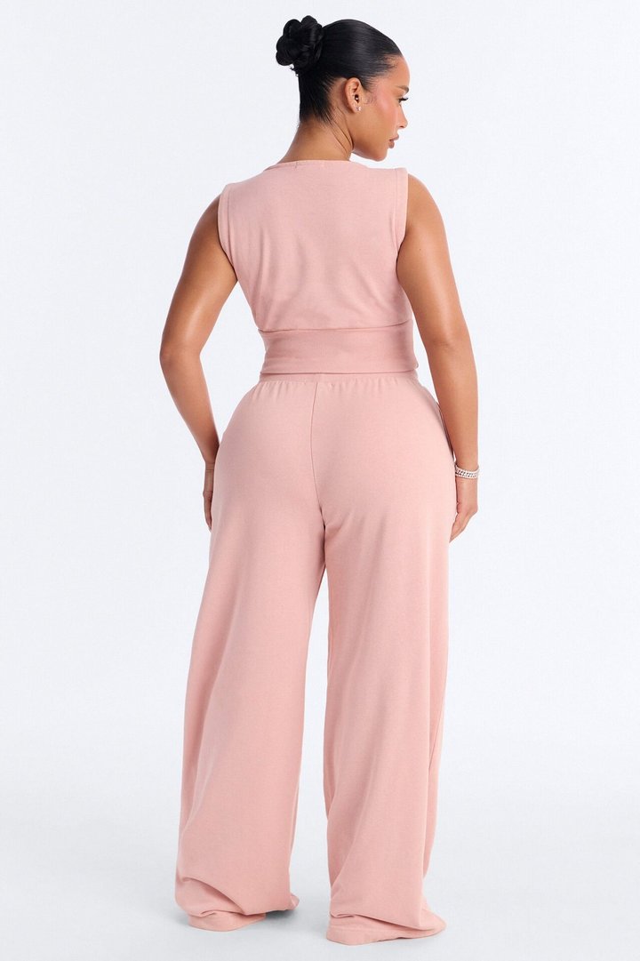 Eased Effort Sleeveless Pant Set - Light Pink