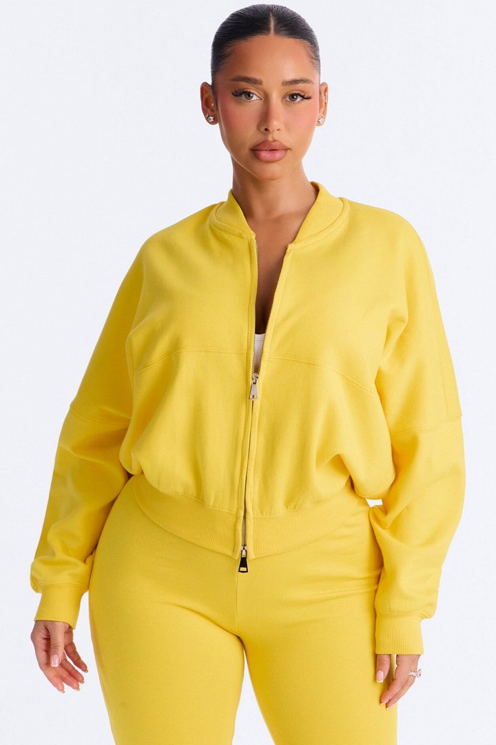 Kelsey Double Zip Flare Leg Pant Set - Yellow