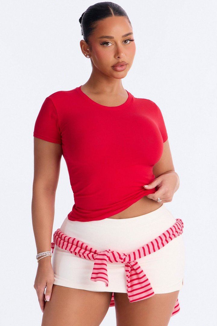 Camilla Classic Fit Crew Neck Tee - Tomato Red
