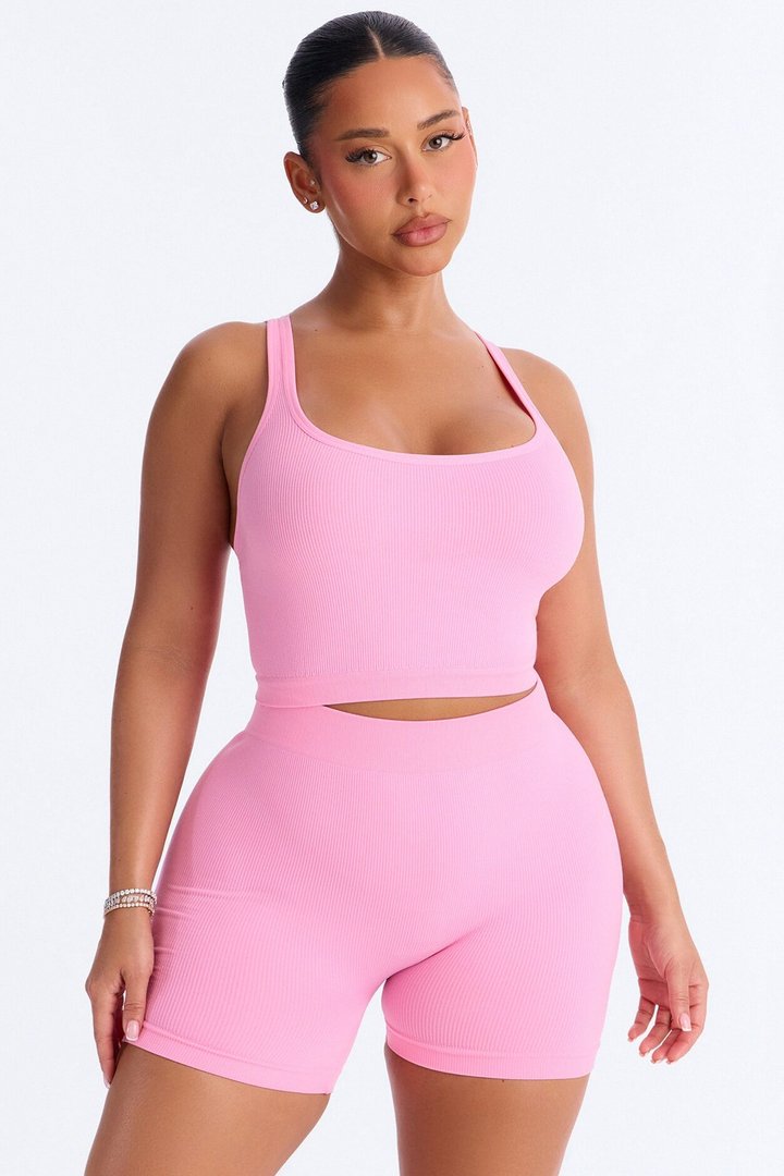 Core Power Seamless Biker Short Set - Pink