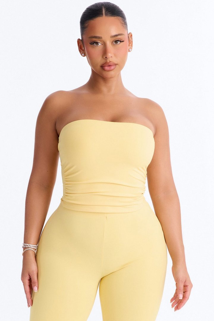 Just Vibes Strapless Pant Set - Yellow
