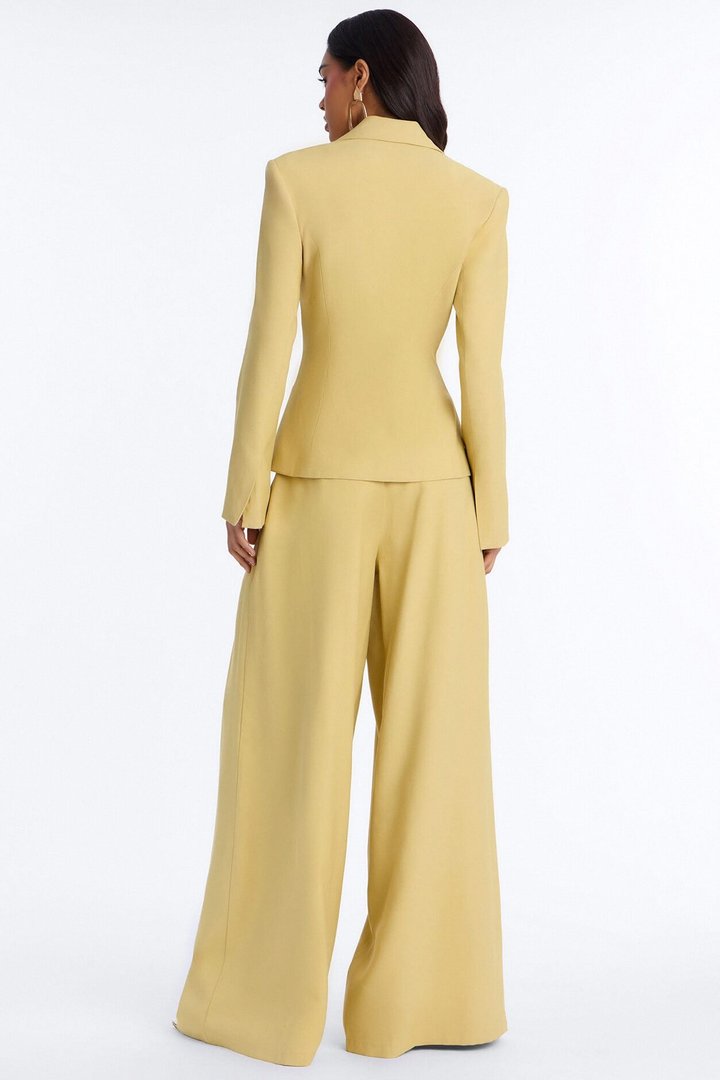 Elyse Linen High Rise Pleated Trousers - Honey