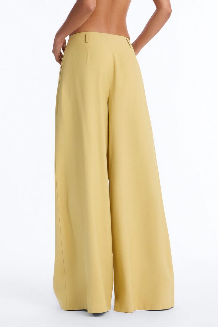Elyse Linen High Rise Pleated Trousers - Honey