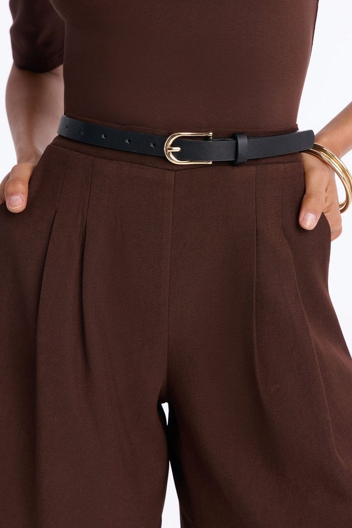 Farah Belted Trouser Romper - Chocolate