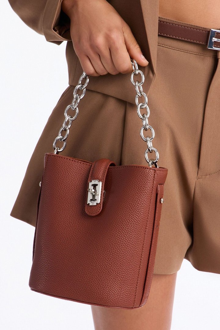 Hidden Gem Faux Leather Bag - Cognac