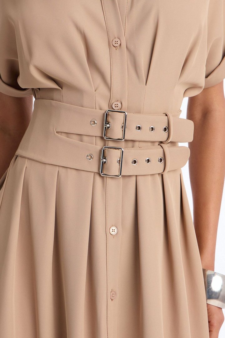 Bridgit Belted Maxi Dress - Taupe