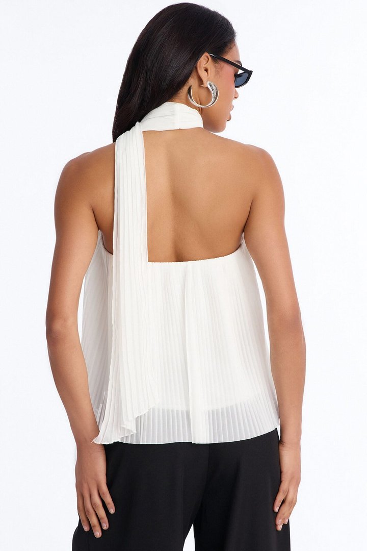 Caught In Your Sunlight Chiffon Scarf 2 Piece Top - Cream