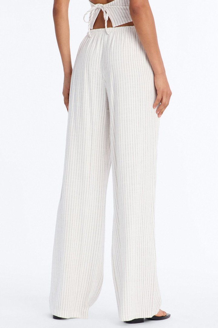 Girl Gone Wild Pinstripe Low Rise Wide Leg Pant 30″ - White/combo
