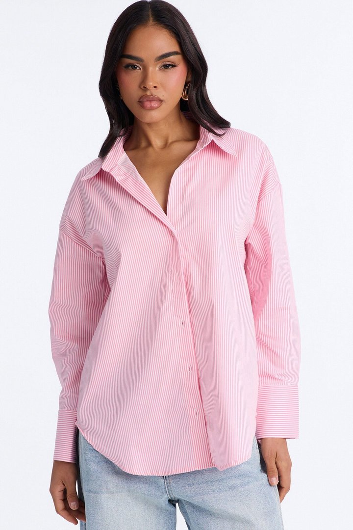 Modern Classic Pinstripe Poplin Shirt - Pink/combo
