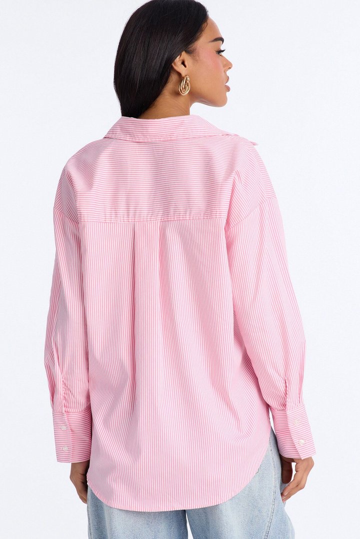 Modern Classic Pinstripe Poplin Shirt - Pink/combo