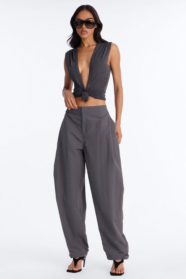 Nylon Windbreaker Pant - Charcoal